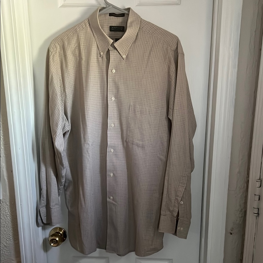 Arrow Tan Casual Button Down Shirt with Long Sleeves